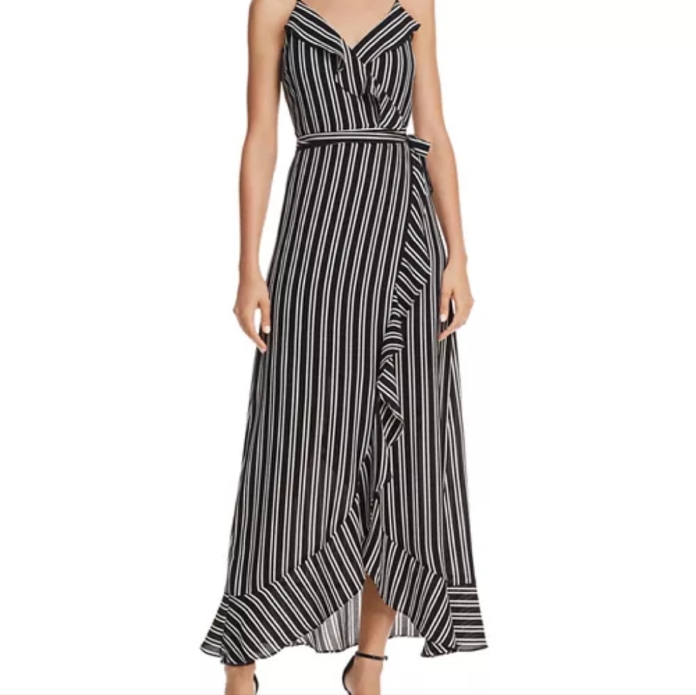 Aqua Striped Faux-Wrap Maxi Dress - 100% Exclusive